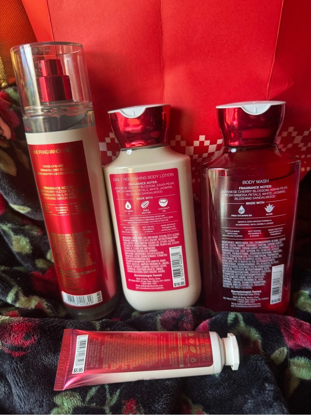 Bath & Body Works Japanese Cherry Blossom Red Body Care Set